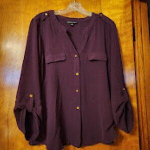 Adrienne Vittadini, XL, Women's blouse, jewel purple